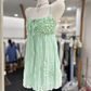 New Homecoming Dress Spaghetti Strap Flower Pleated Back to School Outfts Party Dress D6778