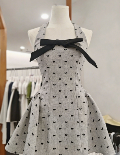 New Homecoming Dress Halter Bowknot Back to School Outfts Party Dress D6777