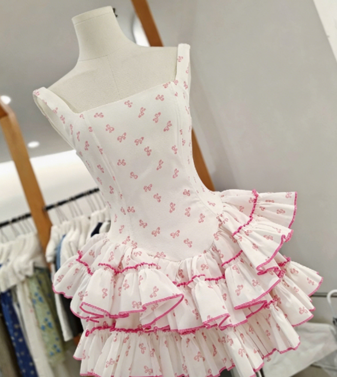 New Homecoming Dress Square Cascade Back to School Outfts Party Dress D6776