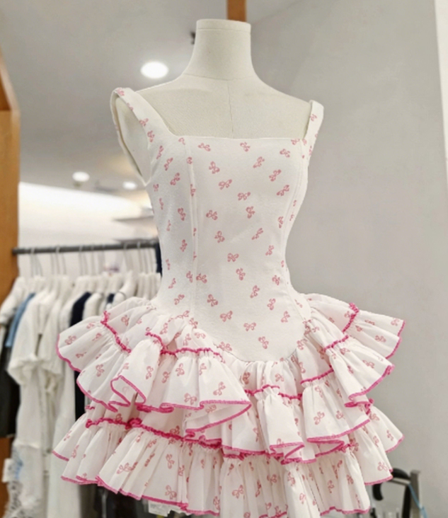 New Homecoming Dress Square Cascade Back to School Outfts Party Dress D6776