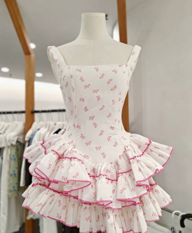 New Homecoming Dress Square Cascade Back to School Outfts Party Dress D6776