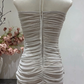 New Homecoming Dress Halter Pleated Hugging Back to School Outfts Party Dress D6775