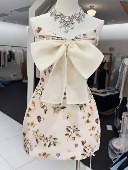 New Homecoming Dress Strapless Bowknot Back to School Outfts Party Dress D6774