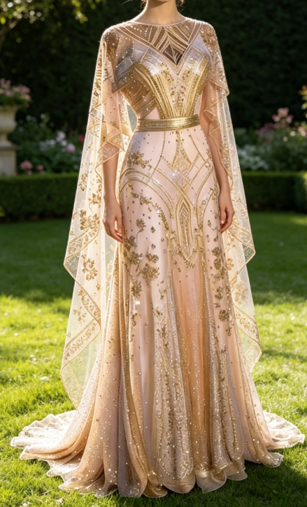 Champagner-Gold A-Linie Perlenbesatz Elegantes Langes Formales Ballkleid Abendkleid, D829