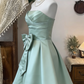 Chic Homecoming Dress Strapless Pleated Bowknot Back to School Outfits Party Dress  D6622