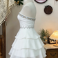 Chic Homecoming Dress Sweetheart Rinestone Cascade Back to School Outfits Party Dress  D6623