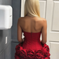 Charming Homecoming Dress Strapless Flower Cascade Back to School Outfits Party Dress D6654