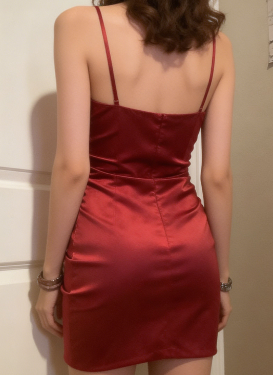 Charming Homecoming Dress Red Spaghetti Strap Back to School Outfits Party Dress D6655
