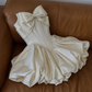 Elegant Homecoming Dress Strapless Pleated Bowknot Back to School Outfits Party Dress D6657