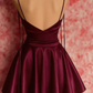 Elegant Homecoming Dress Spaghetti Stap Pleated Back to School Outfits Party Dress D6661