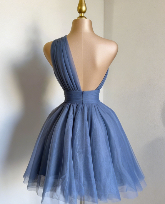 Elegant Homecoming Dress One Shoulder Tulle Back to School Outfits Party Dress D6663
