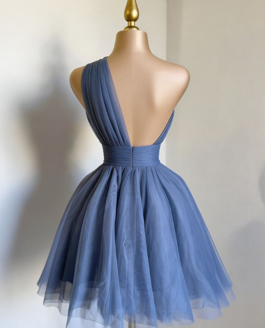 Elegant Homecoming Dress One Shoulder Tulle Back to School Outfits Party Dress D6663