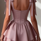 New Homecoming Dress Spaghetti Strap Pleated Back to School Outfits Party Dress D6667