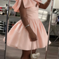 New Homecoming Dress V Neck Bowknot Pleated Backless Back to School Outfits Party Dress D6668