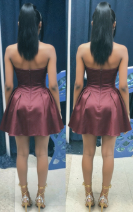 New Homecoming Dress Strapless Pleated Back to School Outfits Party Dress D6670
