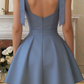 New Homecoming Dress Sweetheart Bowknot Pleated Back to School Outfits Party Dress D6671