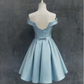 New Homecoming Dress Off the Shoulder Pleated Bowknot Back to School Outfits Party Dress D6679