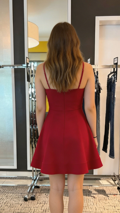 New Homecoming Dress V Neck Red Back to School Outfits Party Dress D6681