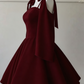 New Homecoming Dress Spaghetti Strap Bowknot Back to School Outfits Party Dress D6683