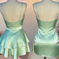 Stunning Homecoming Dress Spaghetti Strap Pleated Back to School Outfits Party Dress D6694