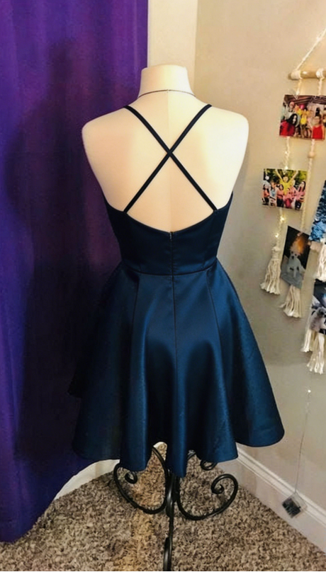 Stunning Homecoming Dress Spaghetti Strap Pleated Back to School Outfits Party Dress D6696