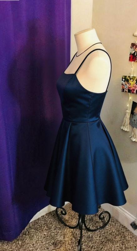 Stunning Homecoming Dress Spaghetti Strap Pleated Back to School Outfits Party Dress D6696