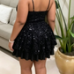 Stunning Homecoming Dress Spaghetti Strap Black Tulle Sequis Back to School Outfits Party Dress D6698