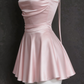 Stunning Homecoming Dress Pink Spaghetti Strap Pleated Backless Back to School Outfits Party Dress D6704