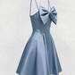 Charming Homecoming Dress Spaghetti Strap Bowknot Pleated Back to School Outfits Party Dress D6707