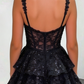 Charming Homecoming Dress Black Sheer Strap Lace Sequins Back to School Outfits Party Dress D6708