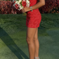 Charming Homecoming Spaghetti Strap Red Hugging Back to School Outfits Party Dress D6713