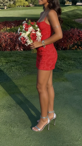 Charming Homecoming Spaghetti Strap Red Hugging Back to School Outfits Party Dress D6713