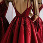 Charming Homecoming V Neck Red Sequins Backless Back to School Outfits Party Dress D6715
