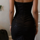 Charming Homecoming Strapless Balck Sequins Hugging Back to School Outfits Party Dress D6717