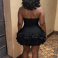 Chic Homecoming Sweetheart Black Cascade Back to School Outfits Party Dress D6722