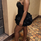 Chic Homecoming Sweetheart Black Cascade Back to School Outfits Party Dress D6722