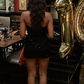 Chic Homecoming Sweetheart Black Sequins Back to School Outfits Party Dress D6723