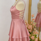 Chic Homecoming Spaghetti Strap Pink Back to School Outfits Party Dress D6725