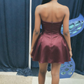 Chic Homecoming Strapless Pleated Back to School Outfits Party Dress D6726