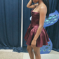 Chic Homecoming Strapless Pleated Back to School Outfits Party Dress D6726