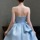 Chic Homecoming Strapless Cascade Pleated Back to School Outfits Party Dress D6729