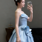 Chic Homecoming Strapless Cascade Pleated Back to School Outfits Party Dress D6729