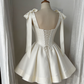 Chic Homecoming Dress Spaghetti Strap Pleated Bowknot Back to School Outfits Party Dress D6731
