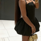 Chic Homecoming Dress Halter Black Pleated Back to School Outfits Party Dress D6732