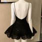 Chic Homecoming Dress V Neck Black Sequins Back to School Outfits Party Dress D6735