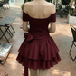 Chic Homecoming Dress V Neck Bowknot Tulle Pleated Back to School Outfits Party Dress D6736