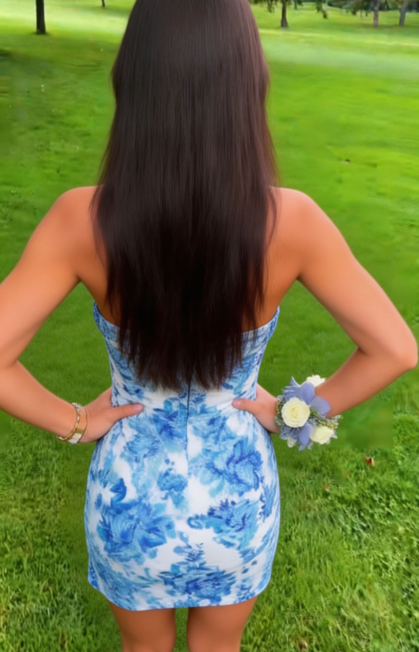 Chic Homecoming Dress Strapless Hugging Slit Back to School Outfits Party Dress D6737