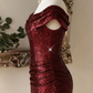 Chic Homecoming Dress Portrait Sequins Backless Back to School Outfits Party Dress D6741