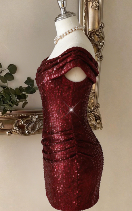 Chic Homecoming Dress Portrait Sequins Backless Back to School Outfits Party Dress D6741