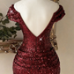 Chic Homecoming Dress Portrait Sequins Backless Back to School Outfits Party Dress D6741